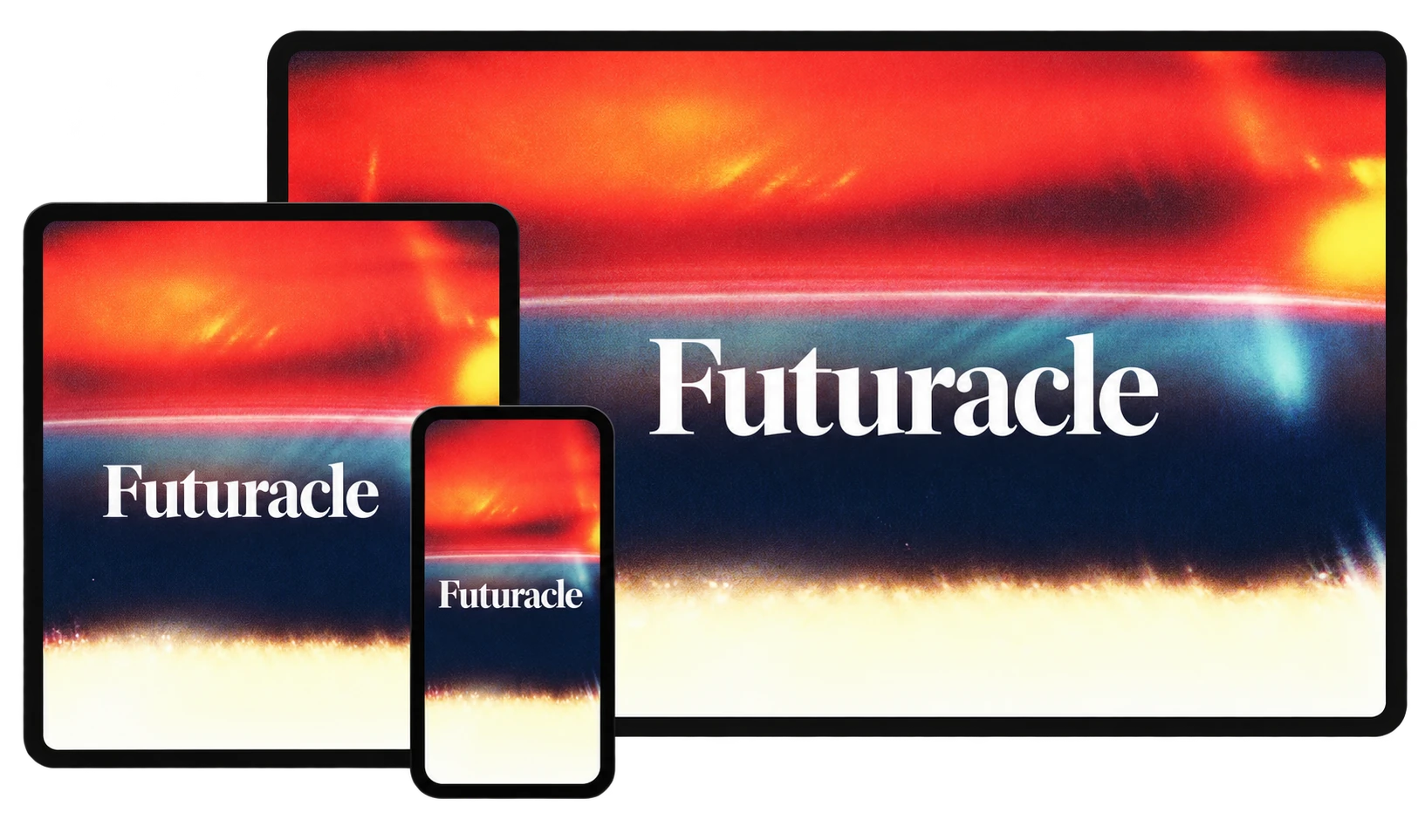 Konzept des Futuracle Magazine auf Desktop-, Tablet- und Smartphone-Bildschirmen.
